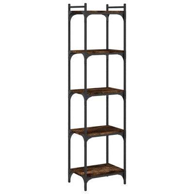vidaXL Bookcase Storage Bookshelf Display Book Cabinet Engineered Wood - Smoked Oak 15.7" Width 60.6" Height
