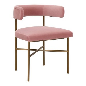TOV Furniture Kim 19.7" Transitional Velvet Dining Chair in Pink/Gold - 1 of 4