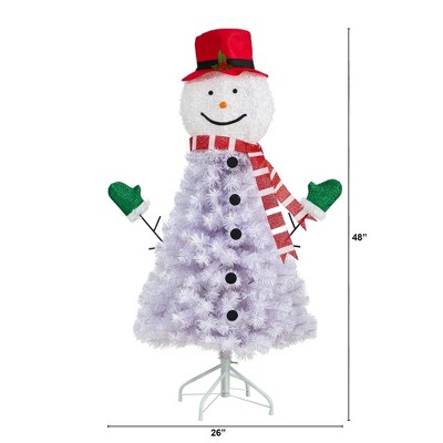 Tiny White PVC Snowman Artificial Christmas Tree with Lights
