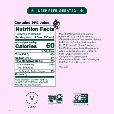 OLIPOP Blackberry Vanilla Prebiotic Soda - 12 fl oz