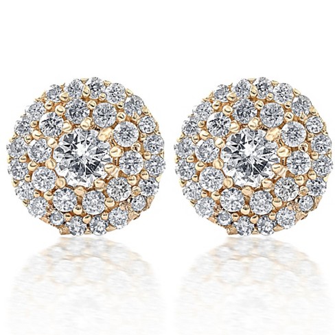 Round Diamond Stud, Screw Back Earrings, 1/2, 2/3 & 1 Carat T.W. Yellow or  White Gold #4018a