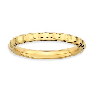 Black Bow Jewelry 2.25mm Stackable 14K Yellow Gold Plated Silver Hammered Band - 1 of 4