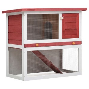 vidaXL Rabbit Hutch Red Pine wood Large Durable Rabbit Hutch - 1 of 4