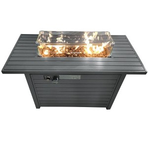 11'' H x 42'' L Steel Propane Outdoor Fire Pit Table with Lid - 1 of 4