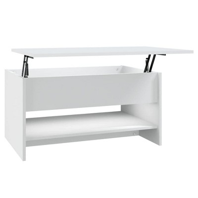 vidaXL Modern Coffee Table in White with Hidden Storage, Liftable Design, Made from Resistant, Moisture-Resistant Engineered Wood