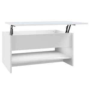 vidaXL Modern Coffee Table in White with Hidden Storage, Liftable Design, Made from Resistant, Moisture-Resistant Engineered Wood - 1 of 4