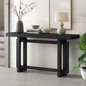 Lyngins Pine Veneer Console Table, Triple Rectangle Entryway Table with Thick Pine Wood Legs, Versatile Extra Long Sofa Table for Living Room, Office - 1 of 4