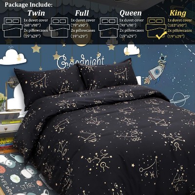 Acoinel Constellation Pattern Microfiber Bedding Set, Soft Wrinkle-Resistant Easy Care, Black — фото 7