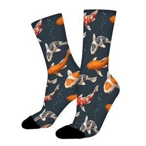 Seamless Koi Carps Women Printed Crew Socks Funny Funky Socks Soft Polyester Novelty Gifts for Artists Men - 1 of 1