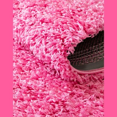 Taffy Pink Plush Rectangular Shag Area Rug for Easy Care