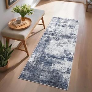 Washable Runner Rug Modern Abstract Non-Slip Stain-Resistant Indoor Carpet Hallway Low Pile Bedroom Laundry Entrance - 1 of 4