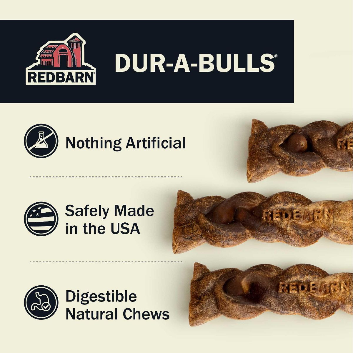 Redbarn Natural Dur-A-Bulls Hickory Flavor Large Dog Chew Treats - thumbnail 10
