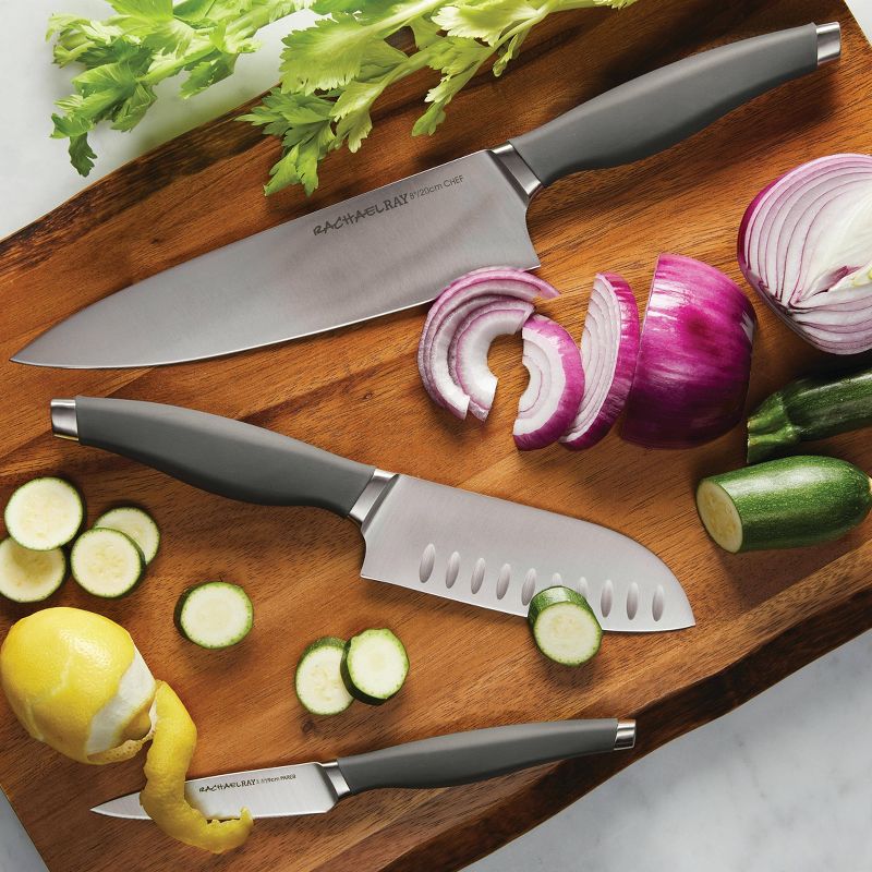 Rachael Ray 3pc Stainless Steel Chef Knife Set Gray, 2 of 7