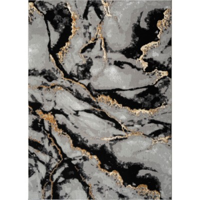 LunaLulinlk 35.5''x24'' Luxury Area Rug in Grey and Black Abstract Design