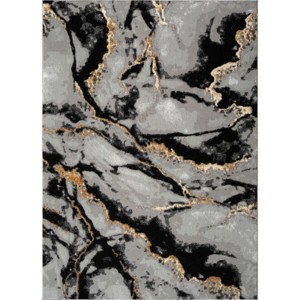 LunaLulinlk 35.5''x24'' Luxury Area Rug in Grey and Black Abstract Design - 1 of 4