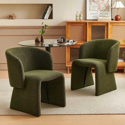 Set of 2 Teddy Upholstered Arm Chairs, Comfy Accent Side Chairs for Dining Room, Living Room, Modern Single Sofa Chair Set-Maison Boucle
