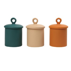 Transpac Ceramic Round Edge Containers Set of 3 Spring Home Decorations - 1 of 1