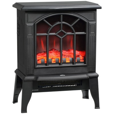 SEVOBAL Fireplace Insert Heater Mantel 3D Flame Fireplace Stove Bottom Air Outlet Fire Place Panoramic Fire Place Heater, Black, 15.9"*11.8"*17.7"