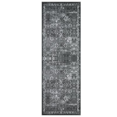 Coolmee Washable Rug for Living Room Boho Floral Non Slip Throw Rugs Large Bedroom Rug Low Pile Soft Stain Resistant CarpetGray