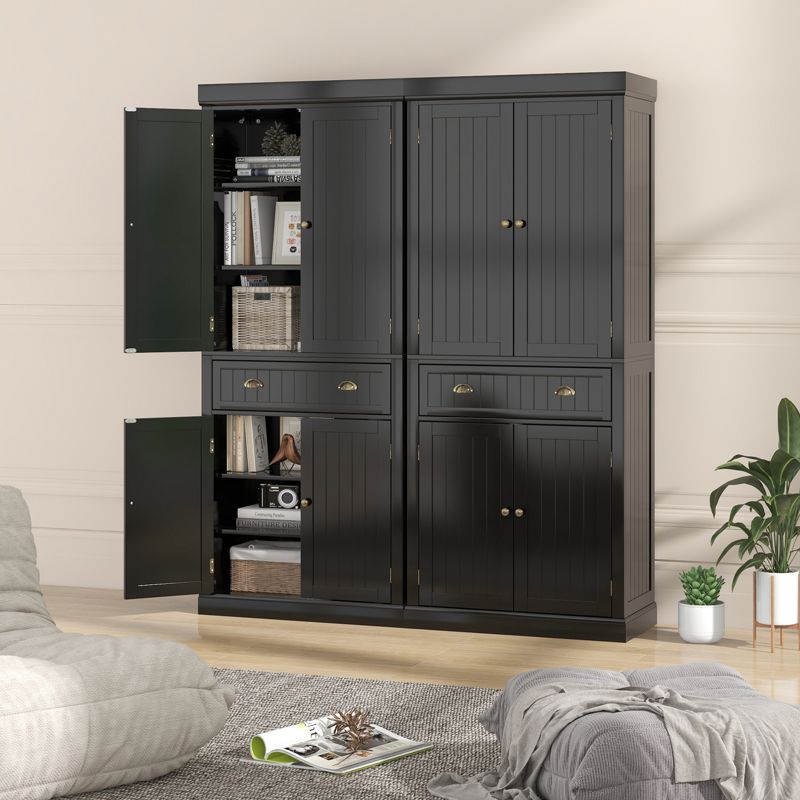 Costway Kitchen Cabinet Pantry Cupboard Freestanding with Shelves Espresso/Black/Grey, 4 of 11