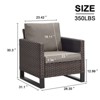 POCASSY Outdoor Wicker Armrest Chairs Set of 2, Brown Wicker Rattan Patio Chairs with Square Armrest and Metal Leg, Patio Furniture Chairs for Porch - 4 of 4