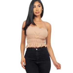 Slickblue Women's Ribbed Tiered Shirred Crop Top, Fitted Sleeveless Casual Tee, 5 Color Options, Size S-L - 1 of 4