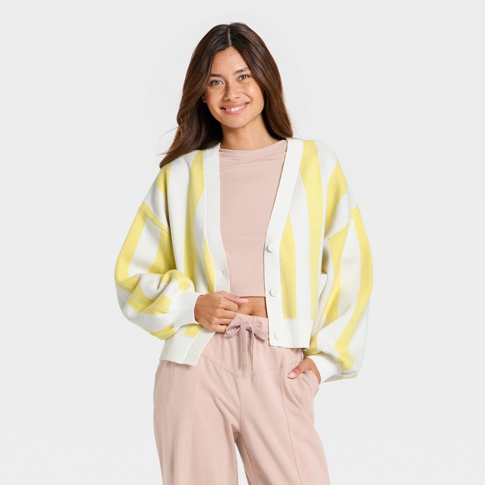 Women's Striped Western Cardigan - JoyLab™ Yellow XXL