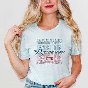 Simply Sage Market Freedom Stacked Short Sleeve Tee - 2XL - Ice Blue - 1 of 4