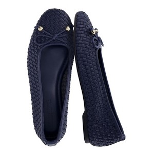navy blue womens flat dress shoes CUSHIONAIRE Audrey Woven Ballet Flats for Women, Round Closed Toe Shoes, Bow Accent, Soft Vegan Leather Upper 7 : Target while the squared
