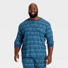 Men's Hanukkah Ribbed Long Sleeve Shirt and Pants Holiday Matching Family Pajama Set - Wondershop™ Blue - 3 of 4