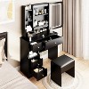 Angel Sar Black Makeup Vanity Set with Cushioned Stool, 3 Lighting Modes Adjustable Brightness - 4 of 4