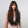 Jessie's Wig 28inch Long Ocean Wave Curtain Bangs Wig Synthetic Wigs Brown Highlight 1 Pc/Pack - 2 of 4