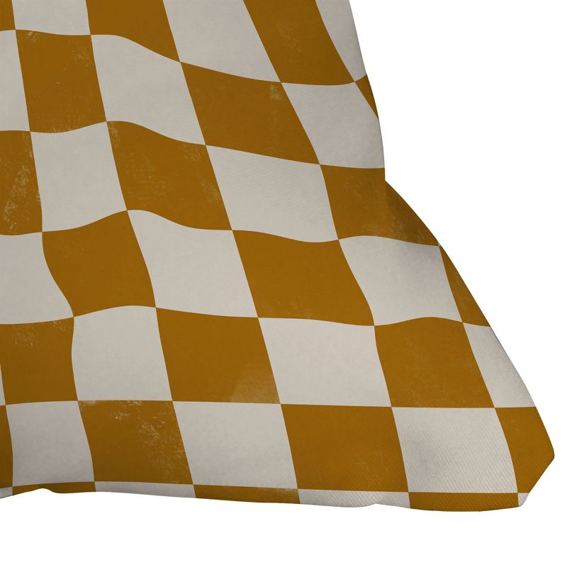 16&#34;x16&#34; Avenie Warped Checkerboard Square Throw Pillow Gold - Deny Designs, 3 of 6