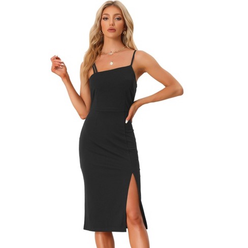 Allegra K Women's Round Neck Slim Fit Sleeveless Split Work Sheath Dresses  : Target