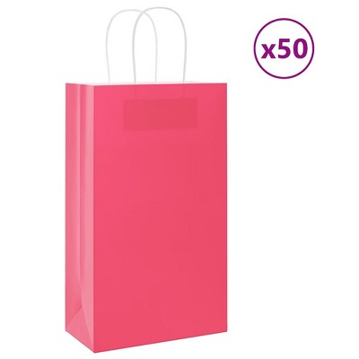 vidaXL Paper Bags 50 pcs with Handles Pink 8.3x4.3x14.2"