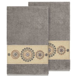 Linum Home Textiles 100% Turkish Cotton ISABELLE Embellished Towel Set - 1 of 2