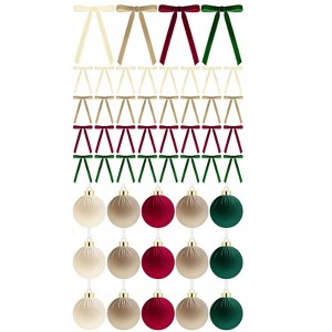 Aoibox 51 Piece Velvet Christmas Ornament Set Neutral Decor Includes 15 Balls 3.14 Inch 36 Bows 6x8 Inch For Tree Wreath Garland - 1 of 4