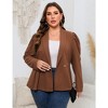 Womens Plus Size Blazers Business Casual Knit Blazer for Work Long Sleeve Shawl Lapel Blazer Suit Jackets Brown 4XL - 2 of 4