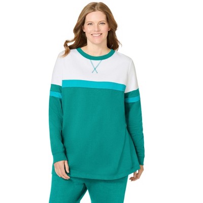 Woman Within Color Block Long Sleeve Sweatshirt