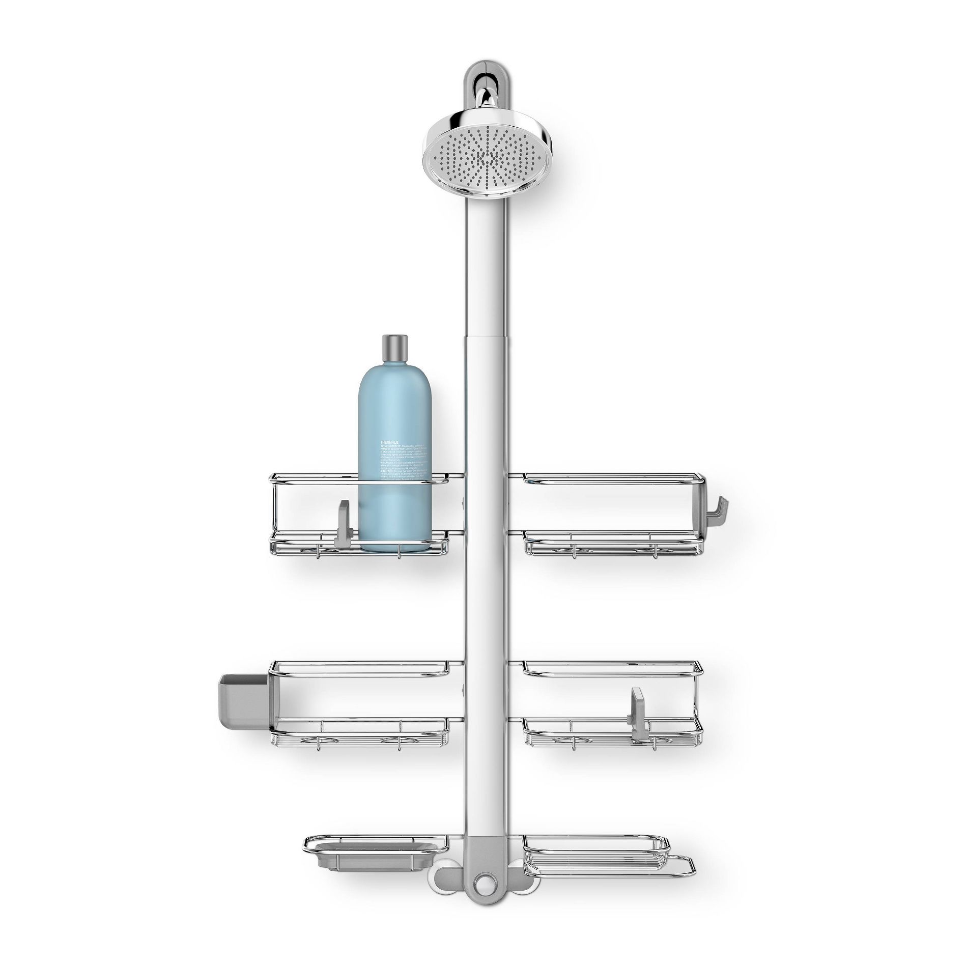 simplehuman XL Adjustable Hanging Shower Caddy - Stainless Steel/Anodized Aluminum: Bath Organizer with Shelves and Storage Rack