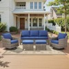 Belord 6 Piece Outdoor Patio Wicker Furniture Sets, High Back Outdoor Conversation Set Sectional Sofa with Wicker Swivel Rocker Patio Chairs Ottomans - 4 of 4
