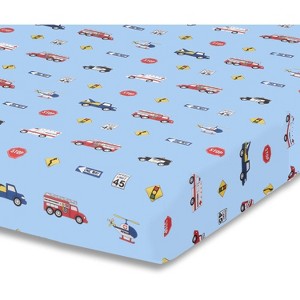Everyday Kids Baby Boy Fitted Crib Sheet Police, Fire Rescue, 100% Soft Breathable Microfiber, Fits Standard Crib Mattress 28x52 inches - 1 of 3