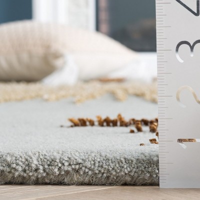 Handmade Light Blue and Multi Wool Square Rug