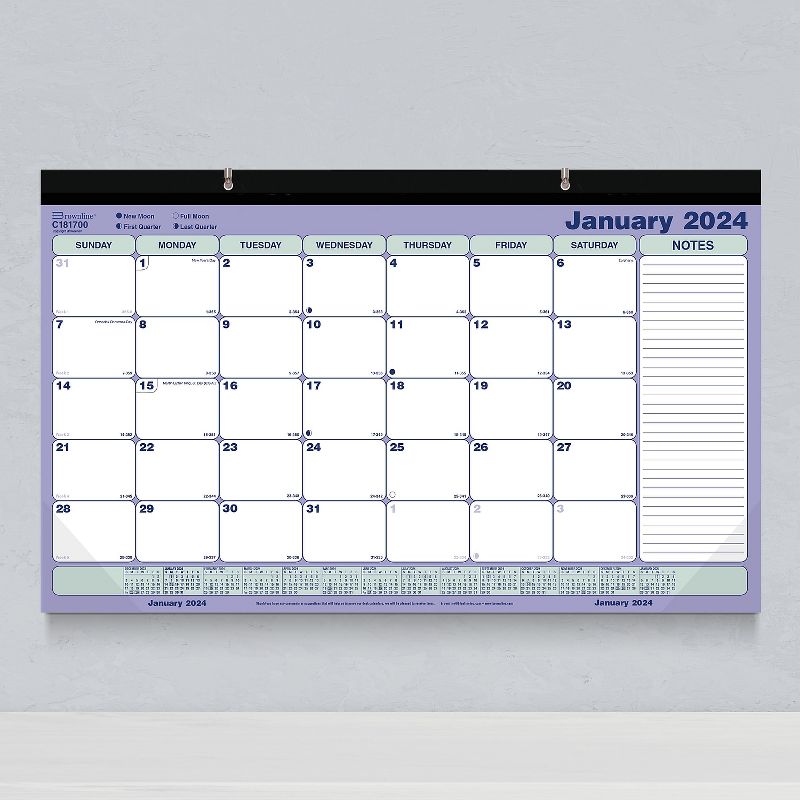 2024 Brownline 17.75" x 10.88" Monthly Desk Pad Calendar Blue/White (C181700), 5 of 6