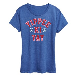 Women's - Instant Message - Yippee Ki Yay Athletic Christmas Short Sleeve Graphic T-Shirt - 1 of 4