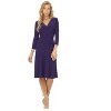 Rekucci Women's Slimming 3/4 Sleeve Fit and Flare Crossover Tummy Control Dress - 4 of 4