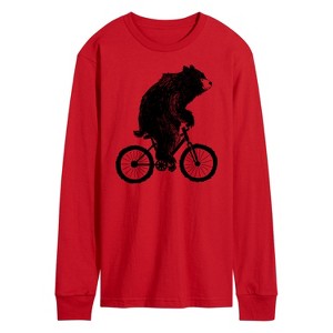 Men's - Instant Message - Bear On Bike Long Sleeve Graphic T-Shirt - 1 of 4