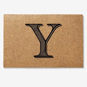 Personalization Mall Noir Initial 18x27 Synthetic Coir Doormat - 1 of 1