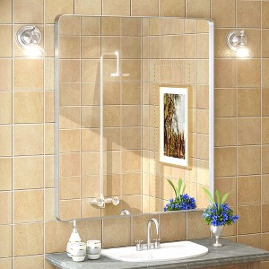 Apmir 32 in. W x 36 in. H Rectangular Aluminum Alloy Framed and Tempered Glass Wall Mirror in Brushed Silver - 1 of 4