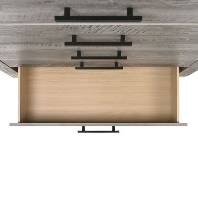 Adam Rustic Gray 2-Drawer Rubberwood Nightstand